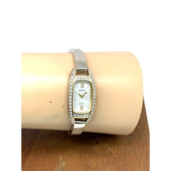 Seiko Women's Watch SUP388 Solar Mother of Pearl Dial Two Tone Stainless Steel - Picture 11 of 14